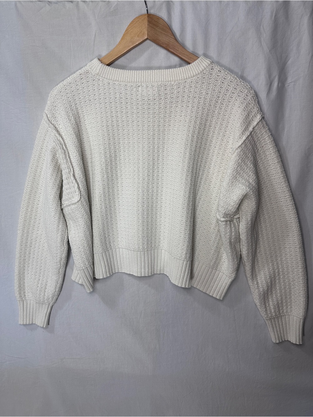 Haute Hippie White Cream Cropped Crewneck Sweater - Picture 3 of 3